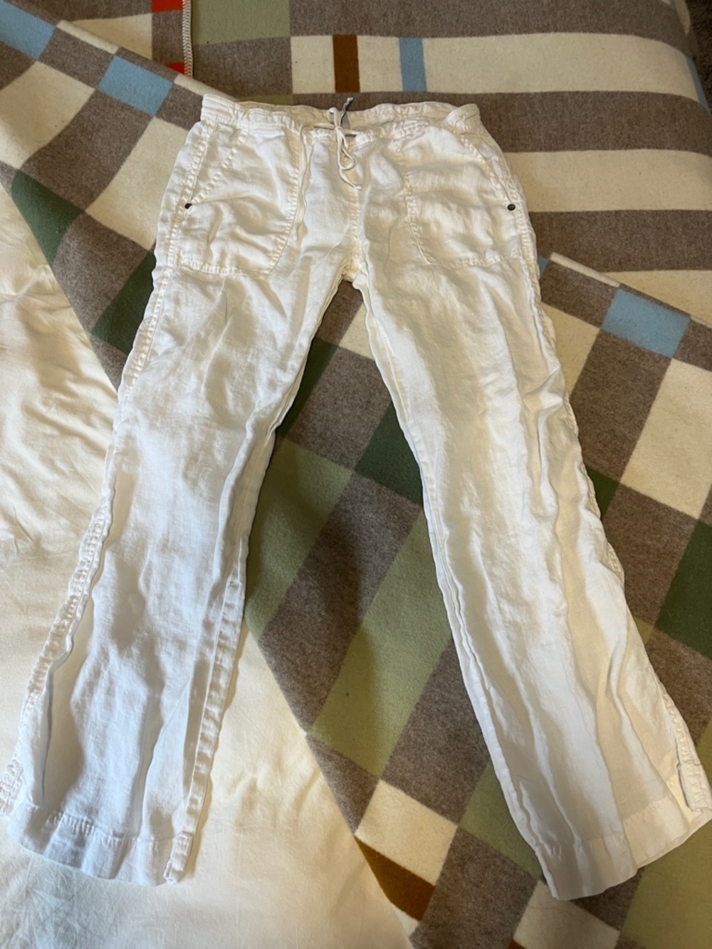 Michael Stars White Linen Drawstring Pants - Picture 3 of 4